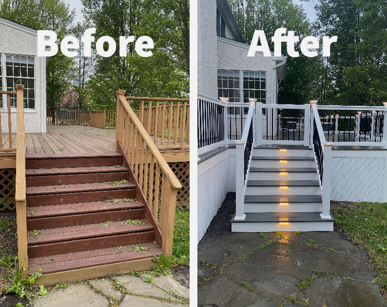 before & after outdoor deck construction and remodeling