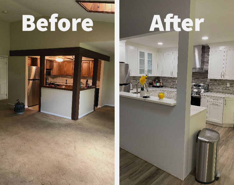 before and after house remodeling & painting